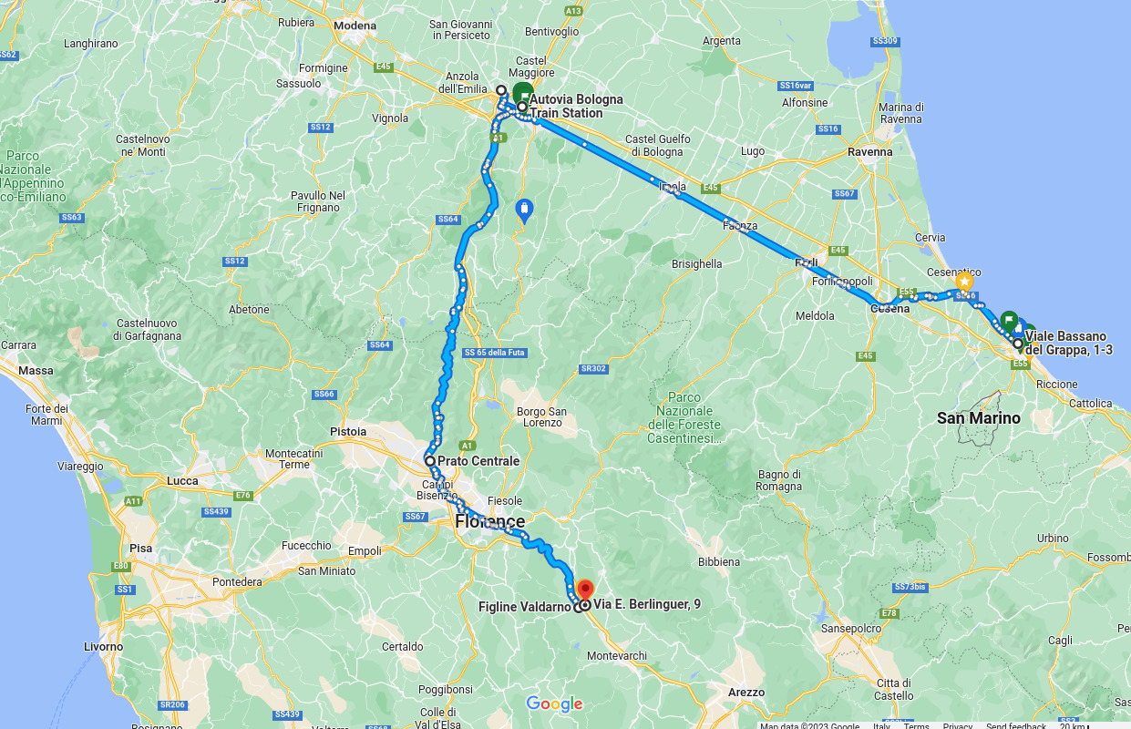 Rimini to Figline Valdarno